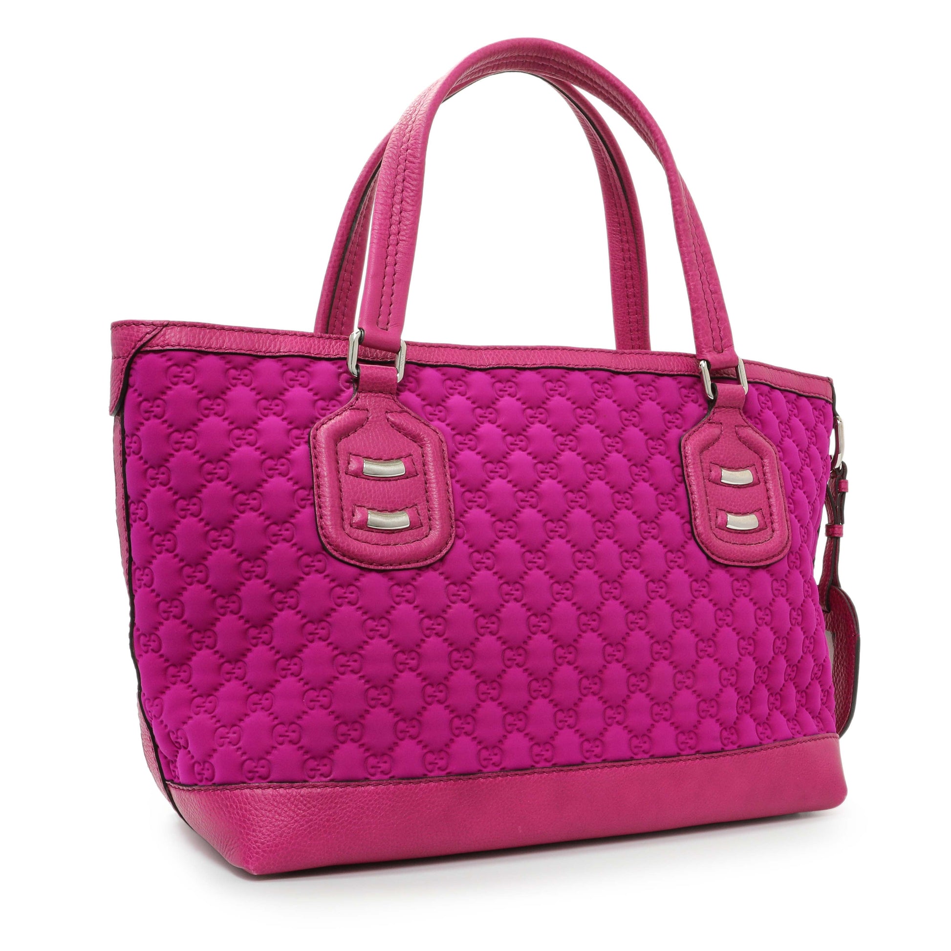 Exclusive Gucci Fuchsia Guccissima Neoprene Techno Tote — Side View