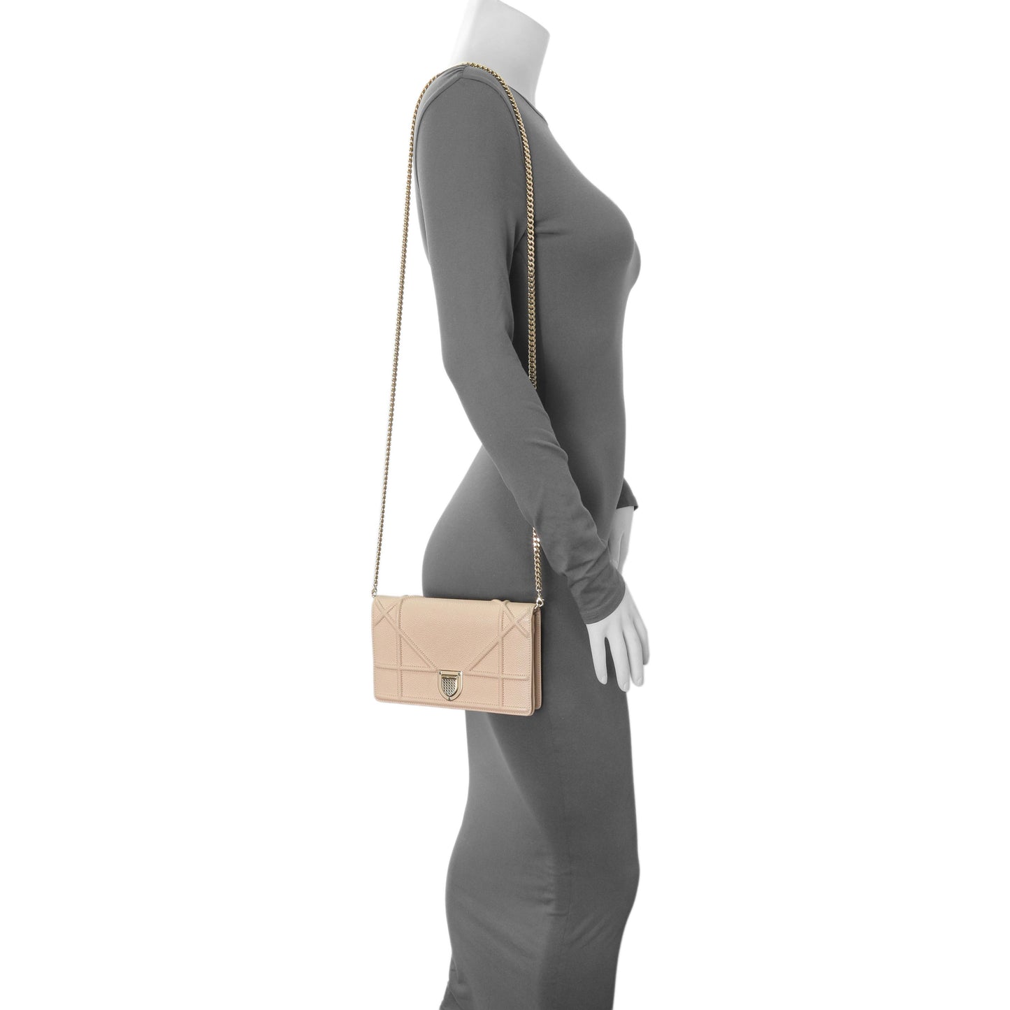 Exclusive Christian Dior Beige Grained Calfskin Diorama Wallet on Chain Pouch — Alternate View 15