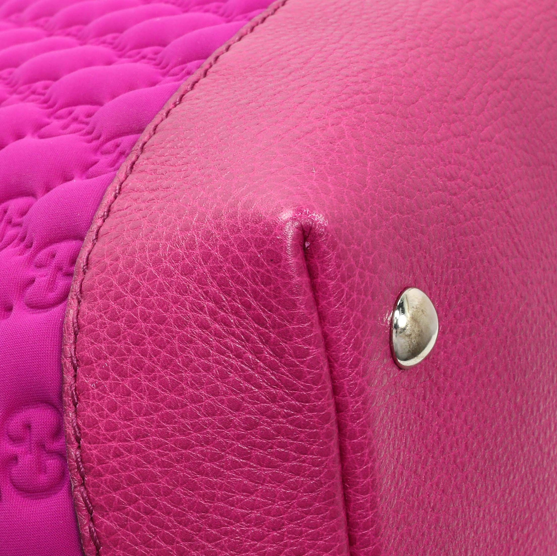 Exclusive Gucci Fuchsia Guccissima Neoprene Techno Tote — Lifestyle View