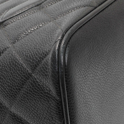 Exclusive Chanel Black Quilted Caviar Medallion Tote — Top View