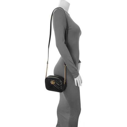 Exclusive Gucci Black Calfskin Matelasse Mini GG Marmont Chain Shoulder Bag — Alternate View 11