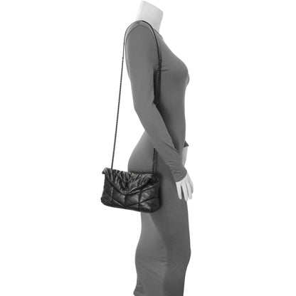 Exclusive Saint Laurent Black Lambskin Quilted Toy Loulou Puffer Monogram Chain Satchel — Alternate View 7
