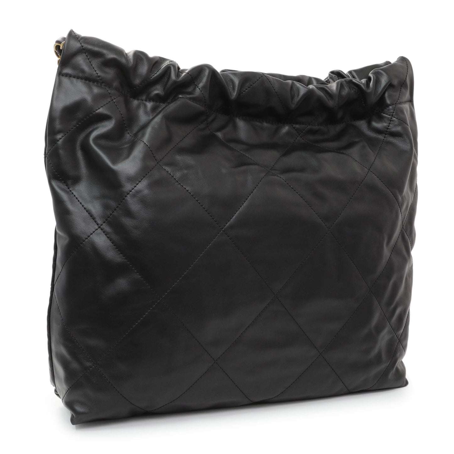 Exclusive Chanel Black Quilted Shiny Calfskin Large Chanel 22 — Side View