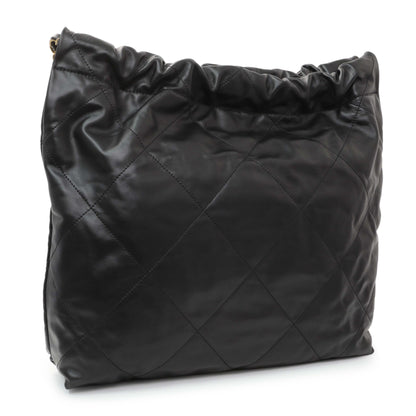 Exclusive Chanel Black Quilted Shiny Calfskin Large Chanel 22 — Side View