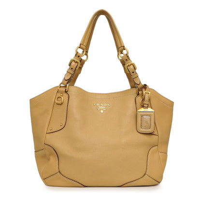 Exclusive Prada Beige Vitello Daino Shoulder Bag — Front View