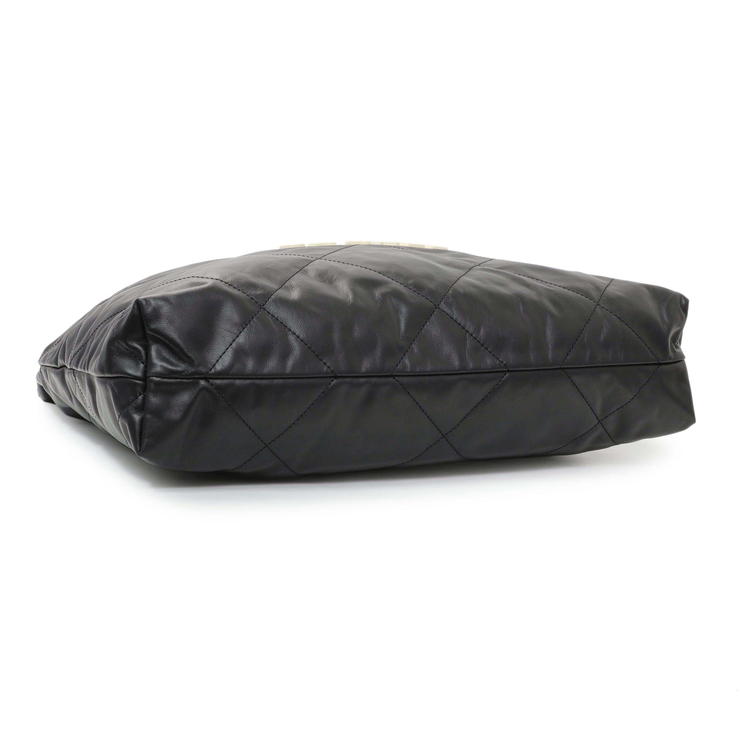 Exclusive Chanel Black Quilted Shiny Calfskin Large Chanel 22 — Back View