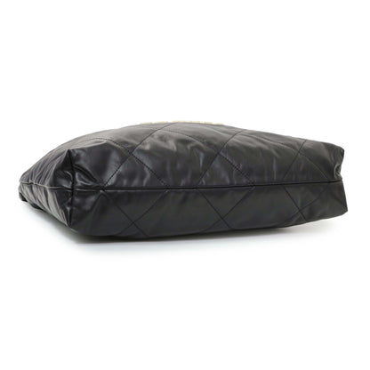 Exclusive Chanel Black Quilted Shiny Calfskin Large Chanel 22 — Back View