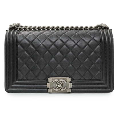 Exclusive Chanel Black Quilted Calfskin Medium Boy Flap — Side View