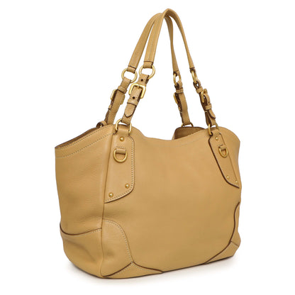 Exclusive Prada Beige Vitello Daino Shoulder Bag — Side View