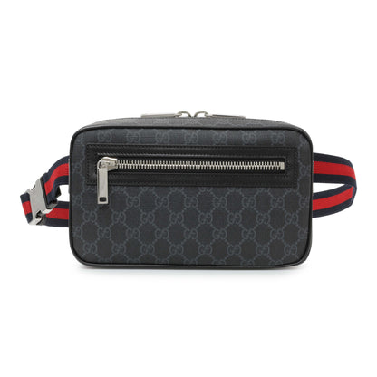 Exclusive Gucci Black GG Supreme Monogram Belt Bag — Front View