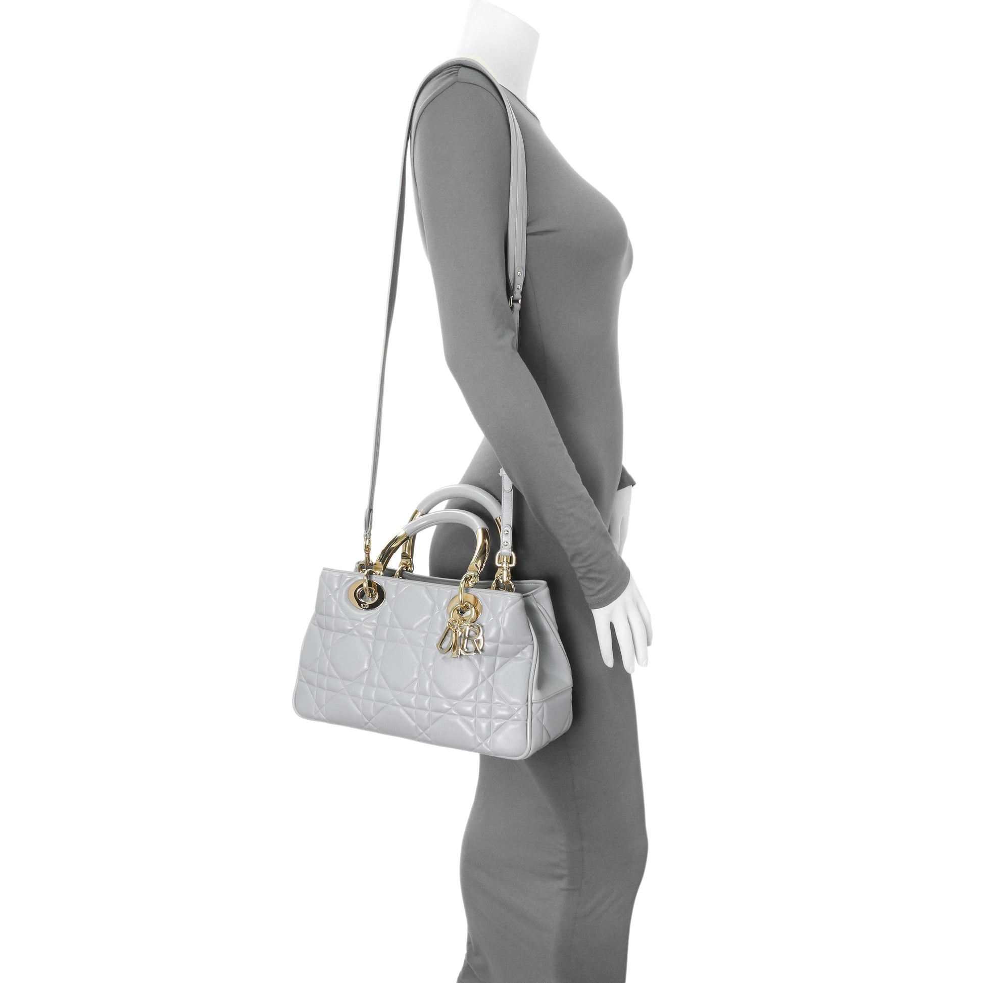 Exclusive Christian Dior Grey Calfskin Cannage Medium The Lady 95.22 — Alternate View 7