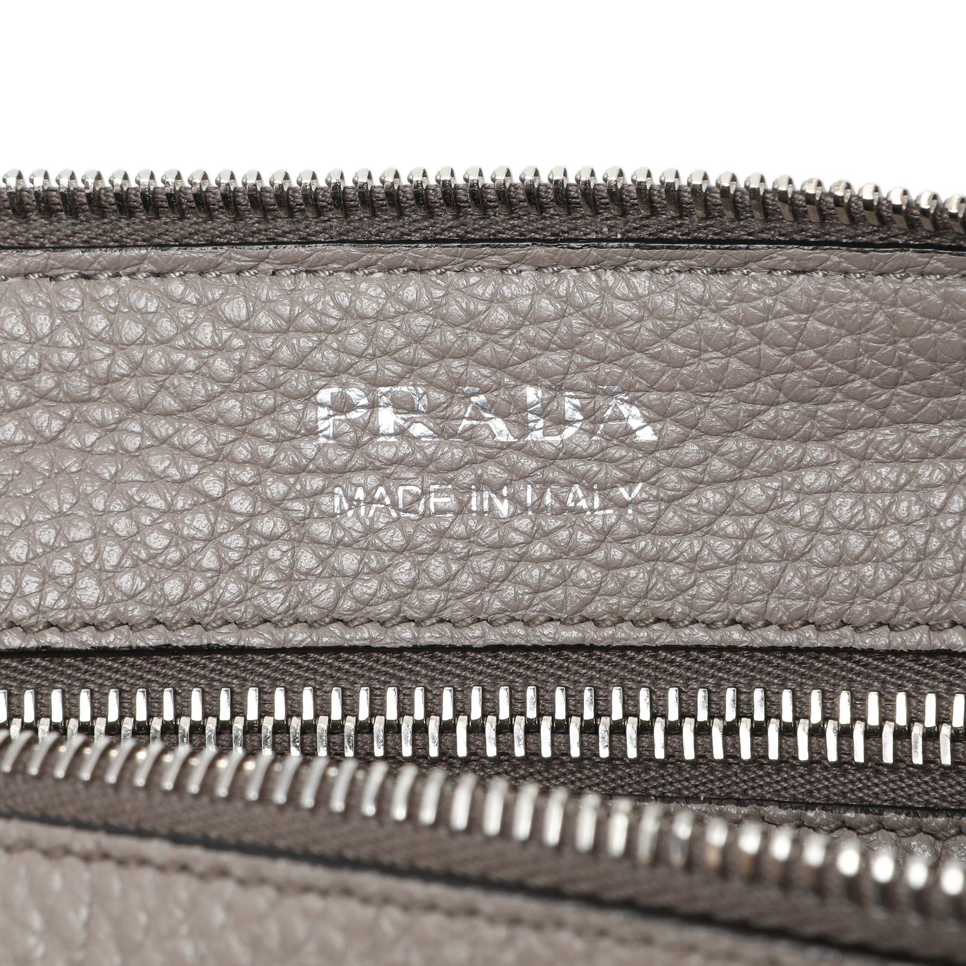 Exclusive Prada Grey Vitello Daino Soft Zippered Shoulder Bag — Alternate View 7