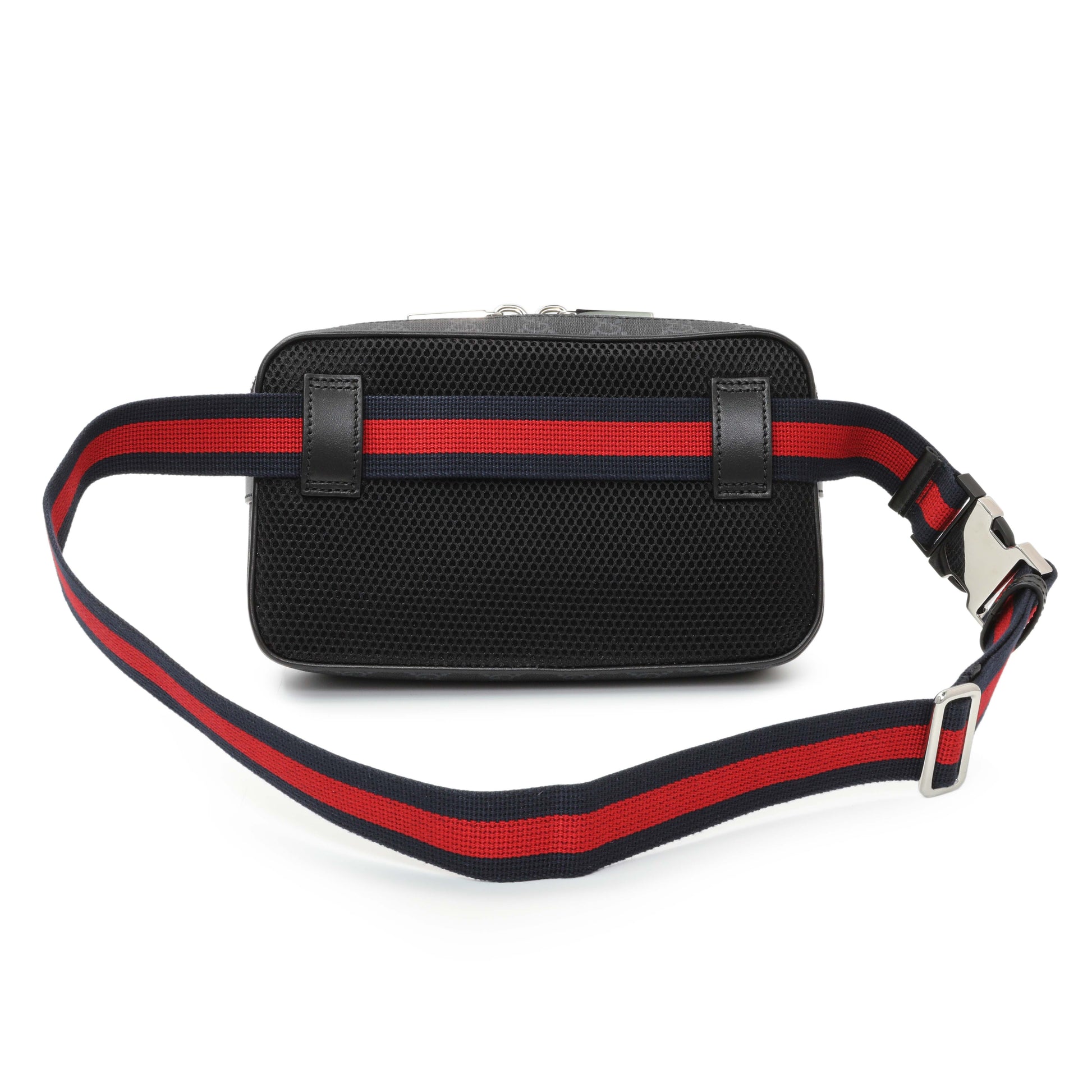 Exclusive Gucci Black GG Supreme Monogram Belt Bag — Side View