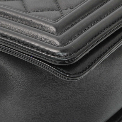 Exclusive Chanel Black Quilted Calfskin Medium Boy Flap — Detail View