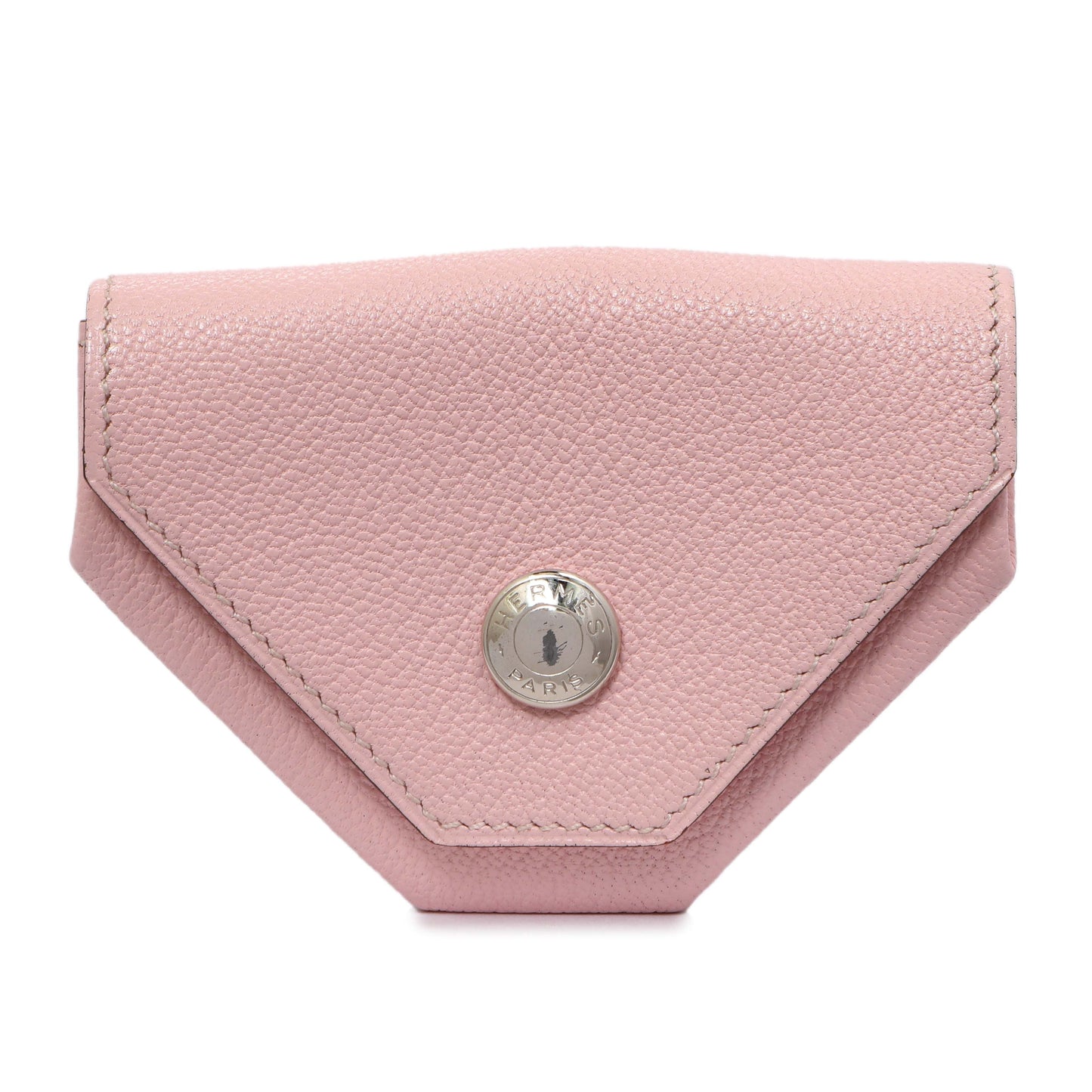 Exclusive Hermes Rose Sakura Chevre 72 Coin Purse — Front View