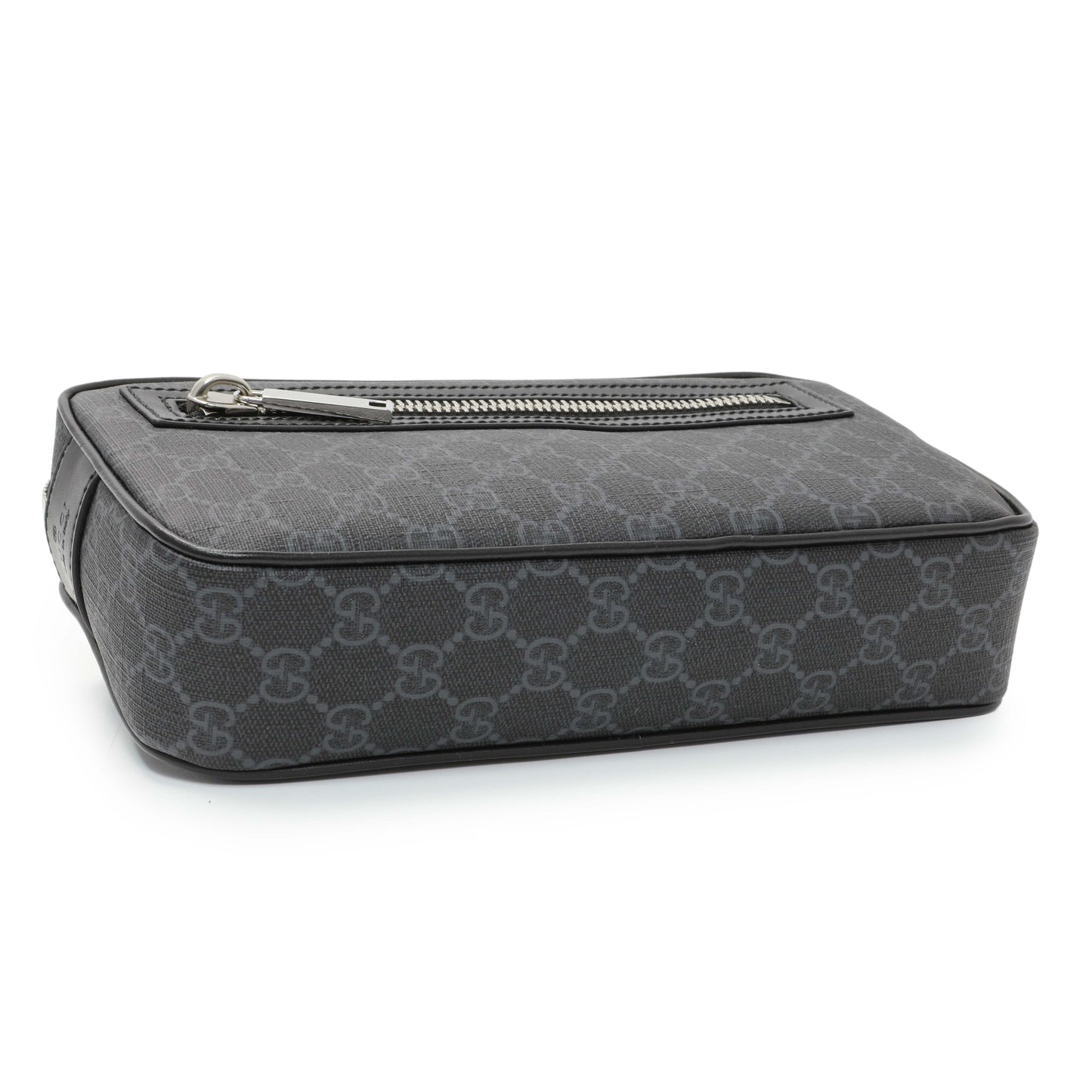Exclusive Gucci Black GG Supreme Monogram Belt Bag — Back View