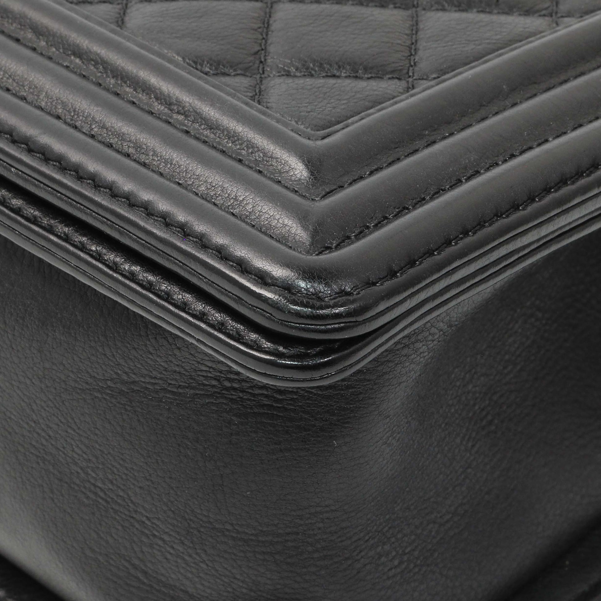 Exclusive Chanel Black Quilted Calfskin Medium Boy Flap — Lifestyle View