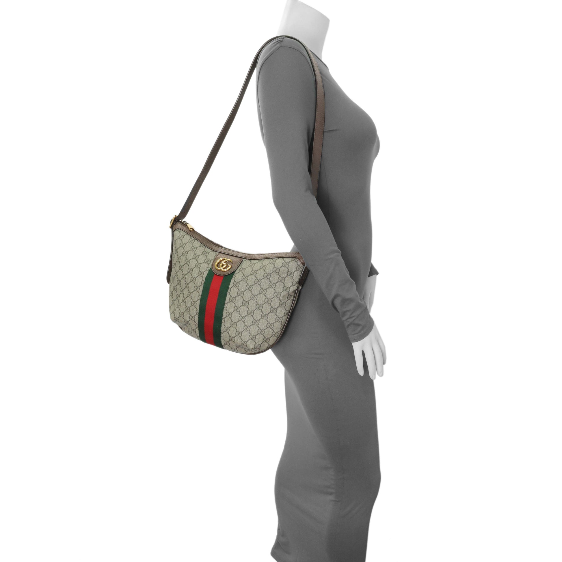 Exclusive Gucci GG Supreme Monogram Web Small Ophidia Half Moon Hobo — Alternate View 7