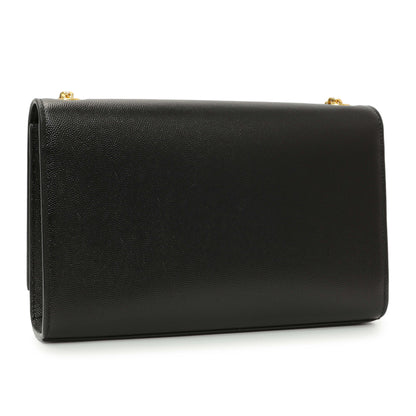 Exclusive Saint Laurent Black Grain De Poudre Medium Monogram Kate Satchel — Side View