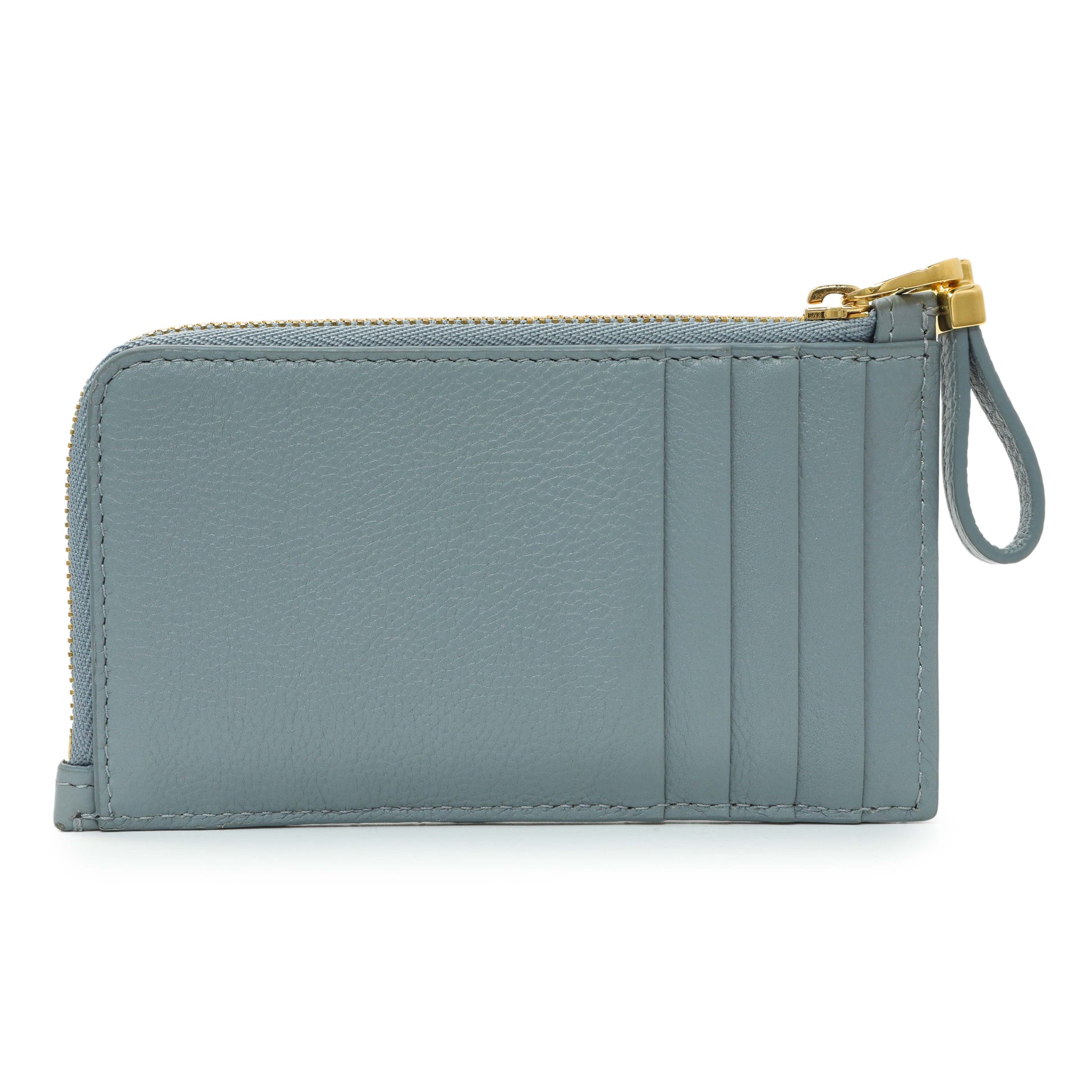 Exclusive Christian Dior Blue Supple Calfskin Cannage Caro Cosmos Zipped Card Holder — Side View