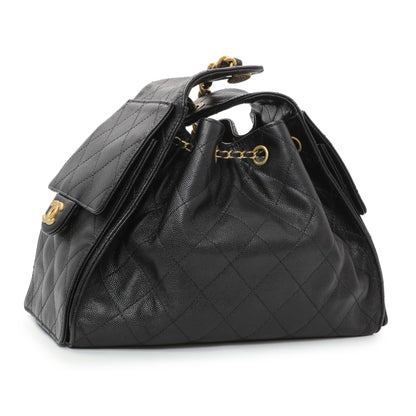 Exclusive Chanel Black Caviar Quilted Small Chanel 25 Handbag — Side View