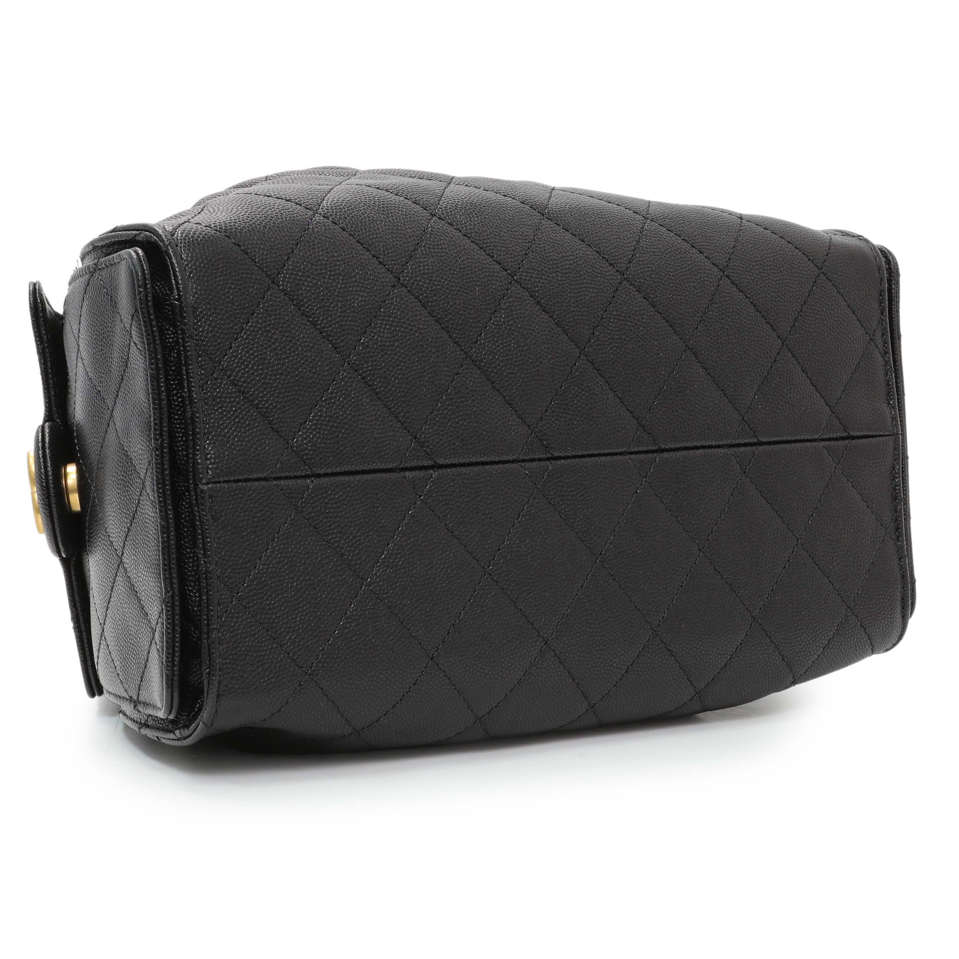 Exclusive Chanel Black Caviar Quilted Small Chanel 25 Handbag — Back View