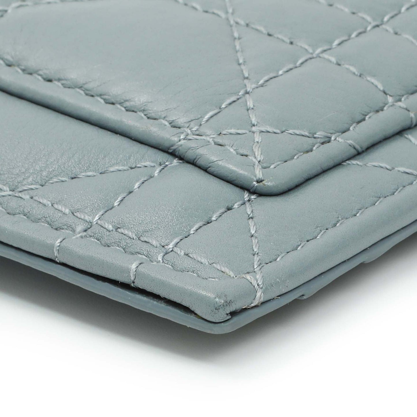 Exclusive Christian Dior Blue Supple Calfskin Cannage Caro Cosmos Zipped Card Holder — Top View