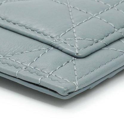 Exclusive Christian Dior Blue Supple Calfskin Cannage Caro Cosmos Zipped Card Holder — Top View