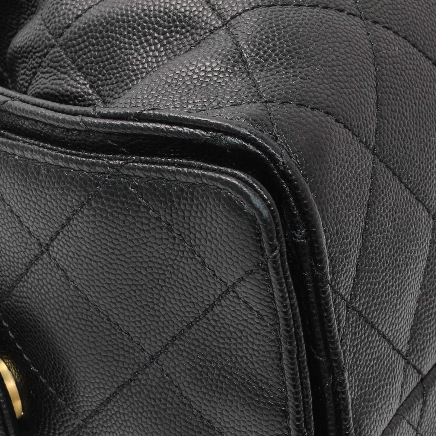 Exclusive Chanel Black Caviar Quilted Small Chanel 25 Handbag — Top View
