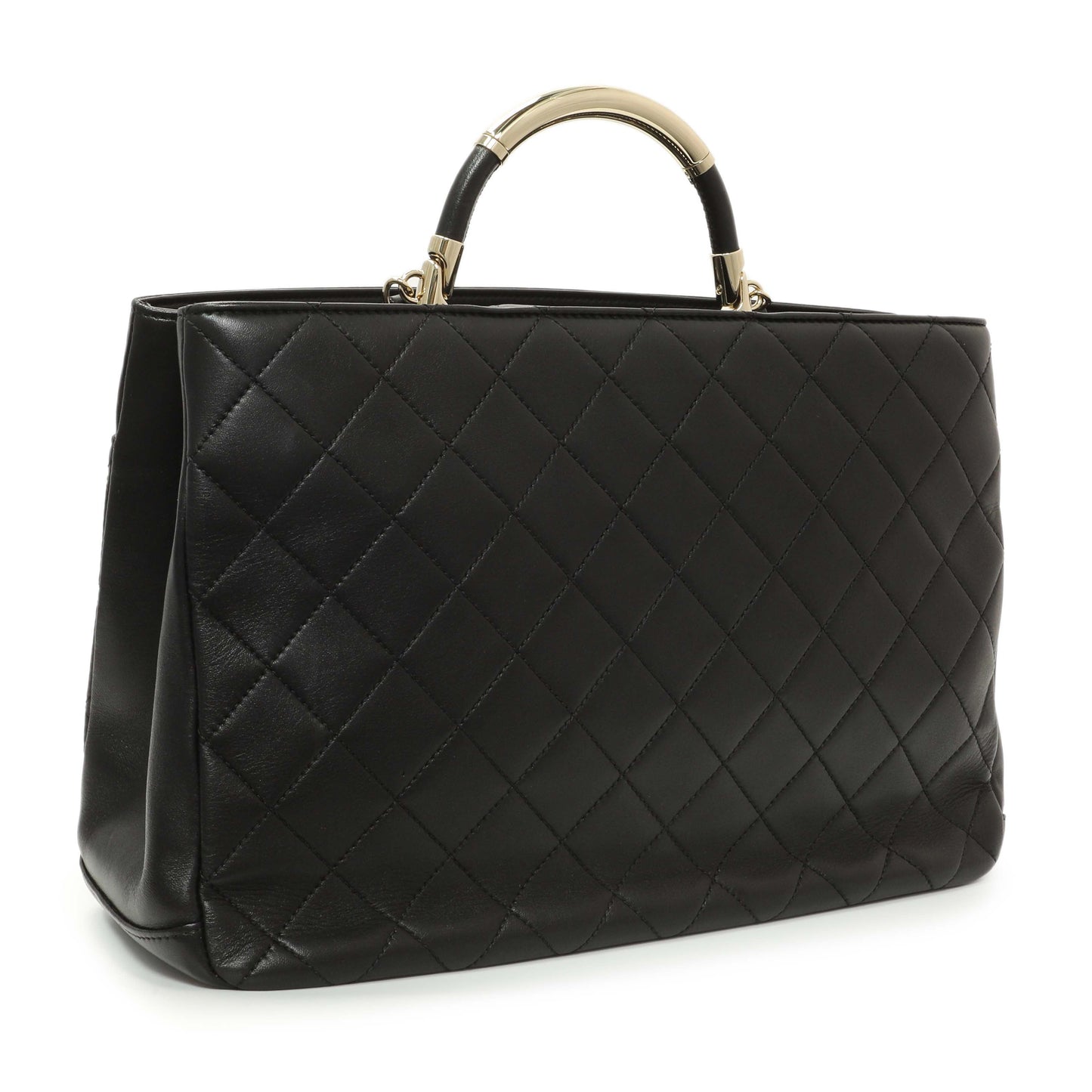 Exclusive Chanel Black Quilted Lambskin Large Carry Chic Shopping Tote — Side View