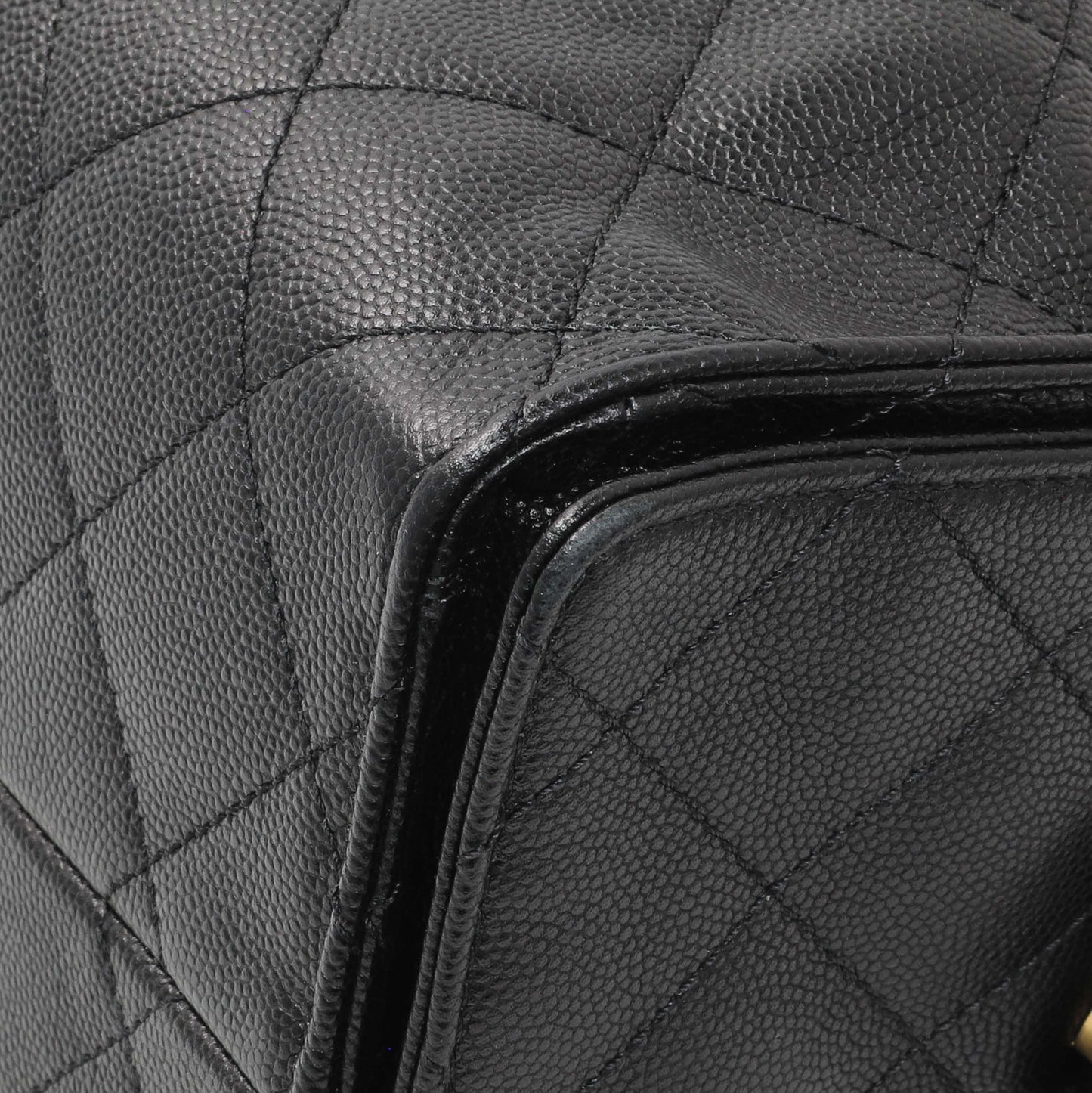 Exclusive Chanel Black Caviar Quilted Small Chanel 25 Handbag — Detail View