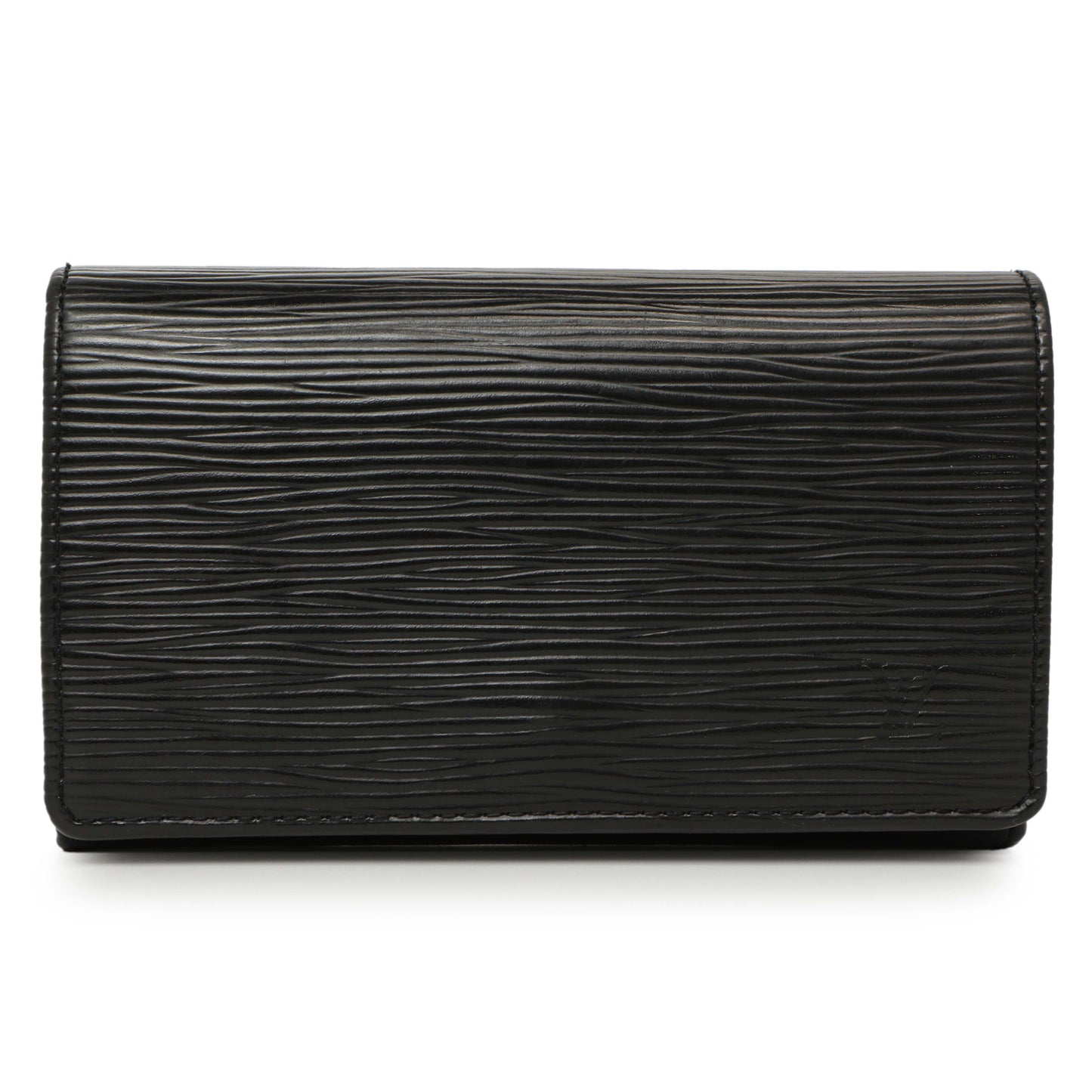 Exclusive Louis Vuitton Black Epi Porte-Monnaie Billets Tresor Wallet — Front View