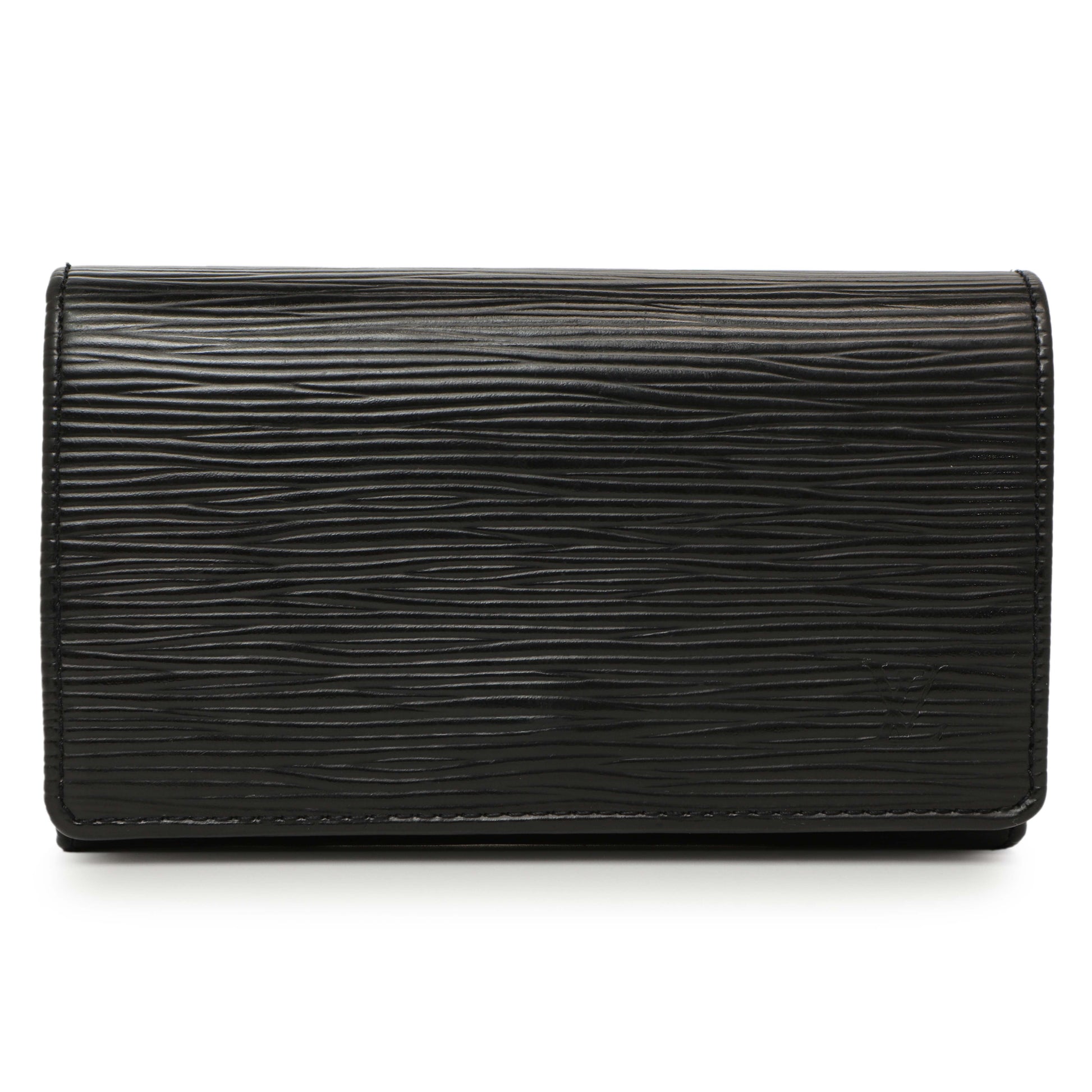 Exclusive Louis Vuitton Black Epi Porte-Monnaie Billets Tresor Wallet — Front View