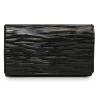 Exclusive Louis Vuitton Black Epi Porte-Monnaie Billets Tresor Wallet — Front View