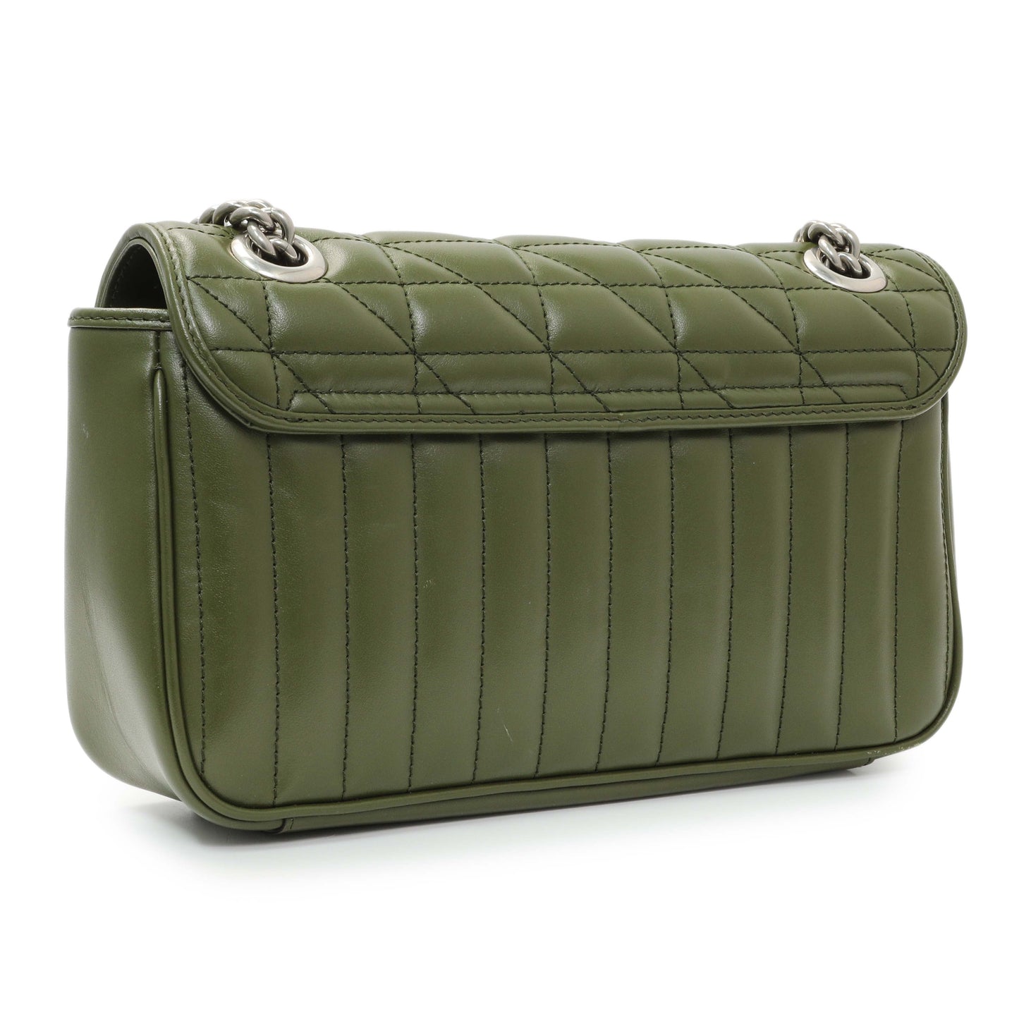Exclusive Gucci Green Calfskin Matelasse Aria Small GG Marmont Shoulder Bag — Side View