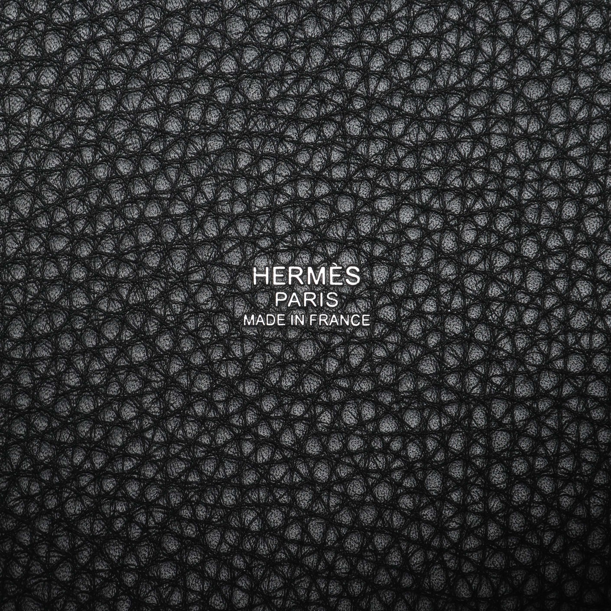 Exclusive Hermes Black Taurillon Clemence Picotin Lock 18 — Detail View