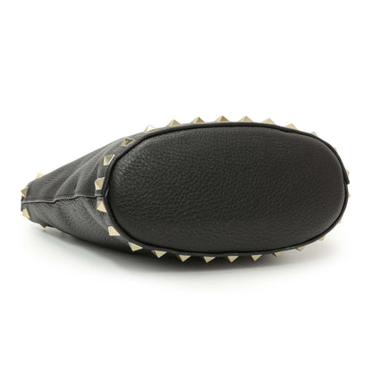 Exclusive Valentino Black Pebbled Calfskin Rockstud Crossbody Pouch — Back View