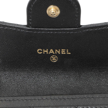 Exclusive Chanel Black Lambskin Quilted Flap Card Holder Wallet — Detail View