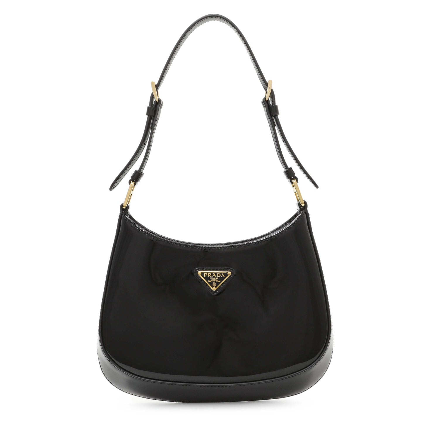 Exclusive Prada Black Patent Cleo Bag — Front View