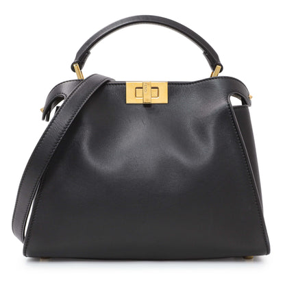 Exclusive Fendi Black Vitello Medium Peekaboo Iconic Essentially Satchel — Front View