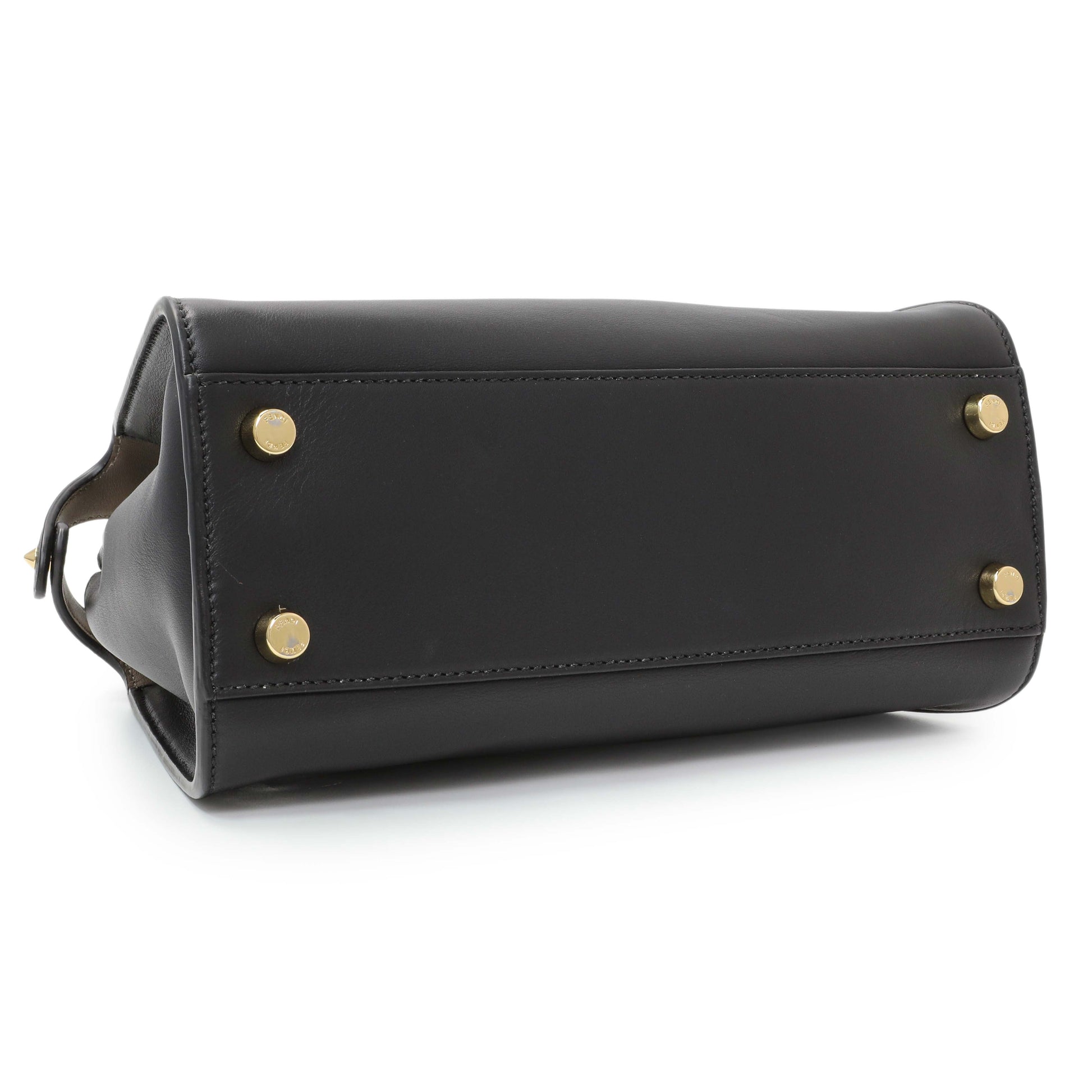 Exclusive Fendi Black Vitello Medium Peekaboo Iconic Essentially Satchel — Back View