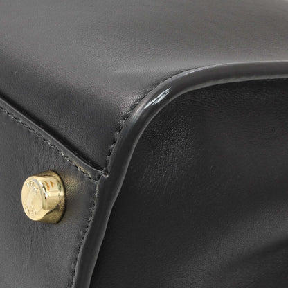 Exclusive Fendi Black Vitello Medium Peekaboo Iconic Essentially Satchel — Detail View