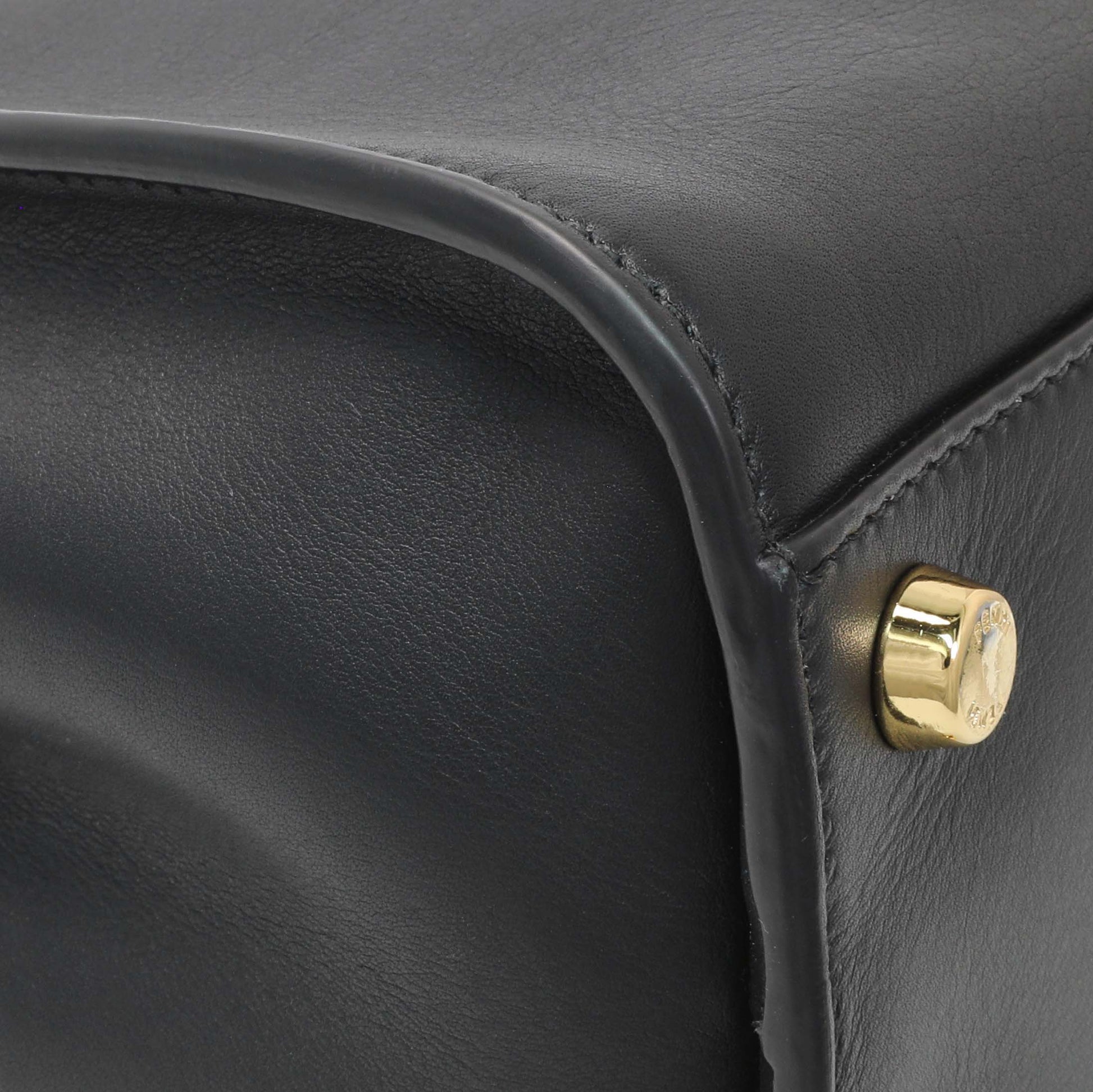 Exclusive Fendi Black Vitello Medium Peekaboo Iconic Essentially Satchel — Lifestyle View