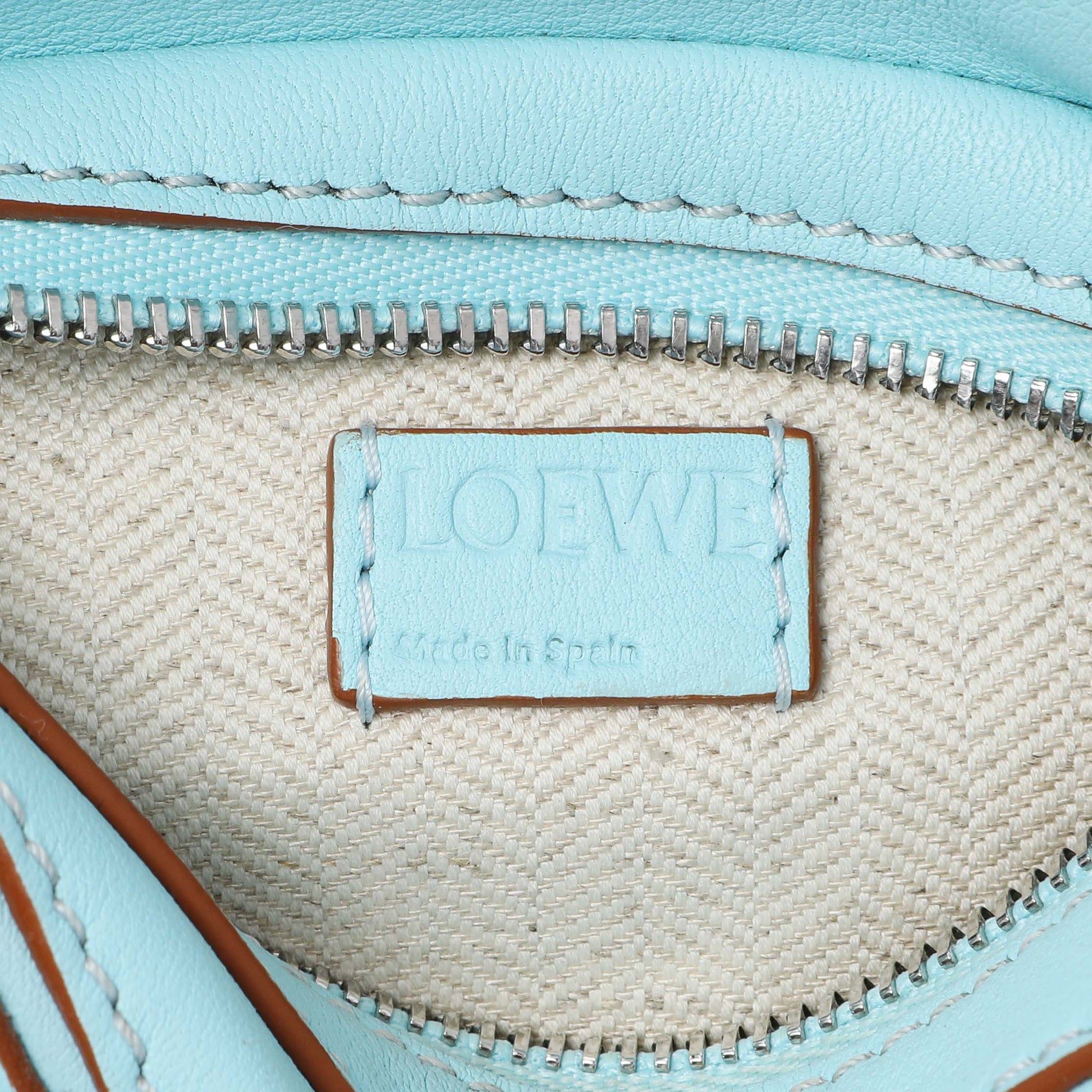 Exclusive Loewe Blue Calfskin Nano Puzzle Bag — Detail View
