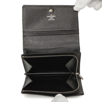 Exclusive Louis Vuitton Black Epi Porte-Monnaie Billets Tresor Wallet — Top View