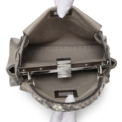Exclusive Fendi Plaster Cuoio Romano Snakeskin Selleria Mini Peekaboo Iconic Satchel — Top View