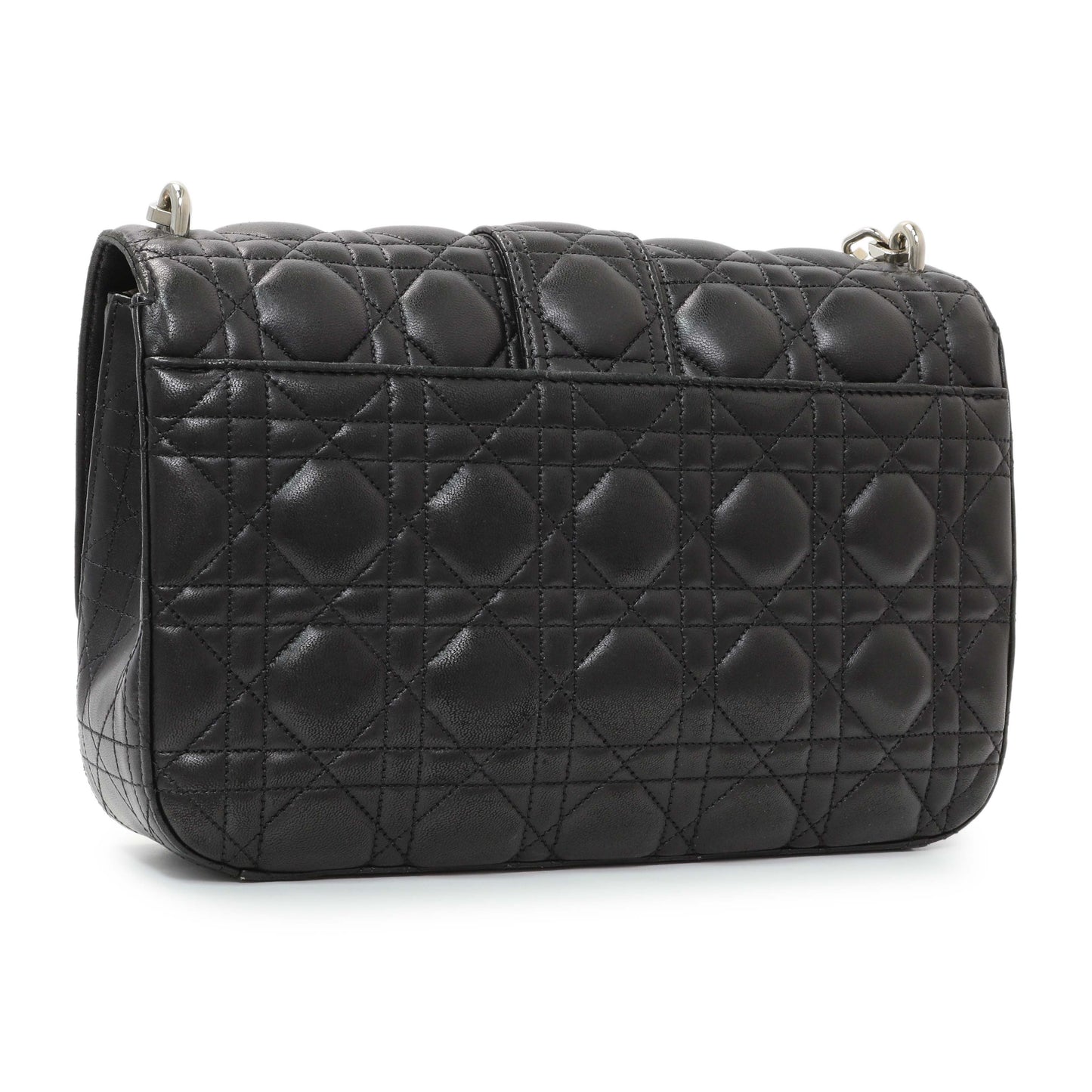 Exclusive Christian Dior Black Lambskin Cannage Medium Miss Dior Flap — Side View