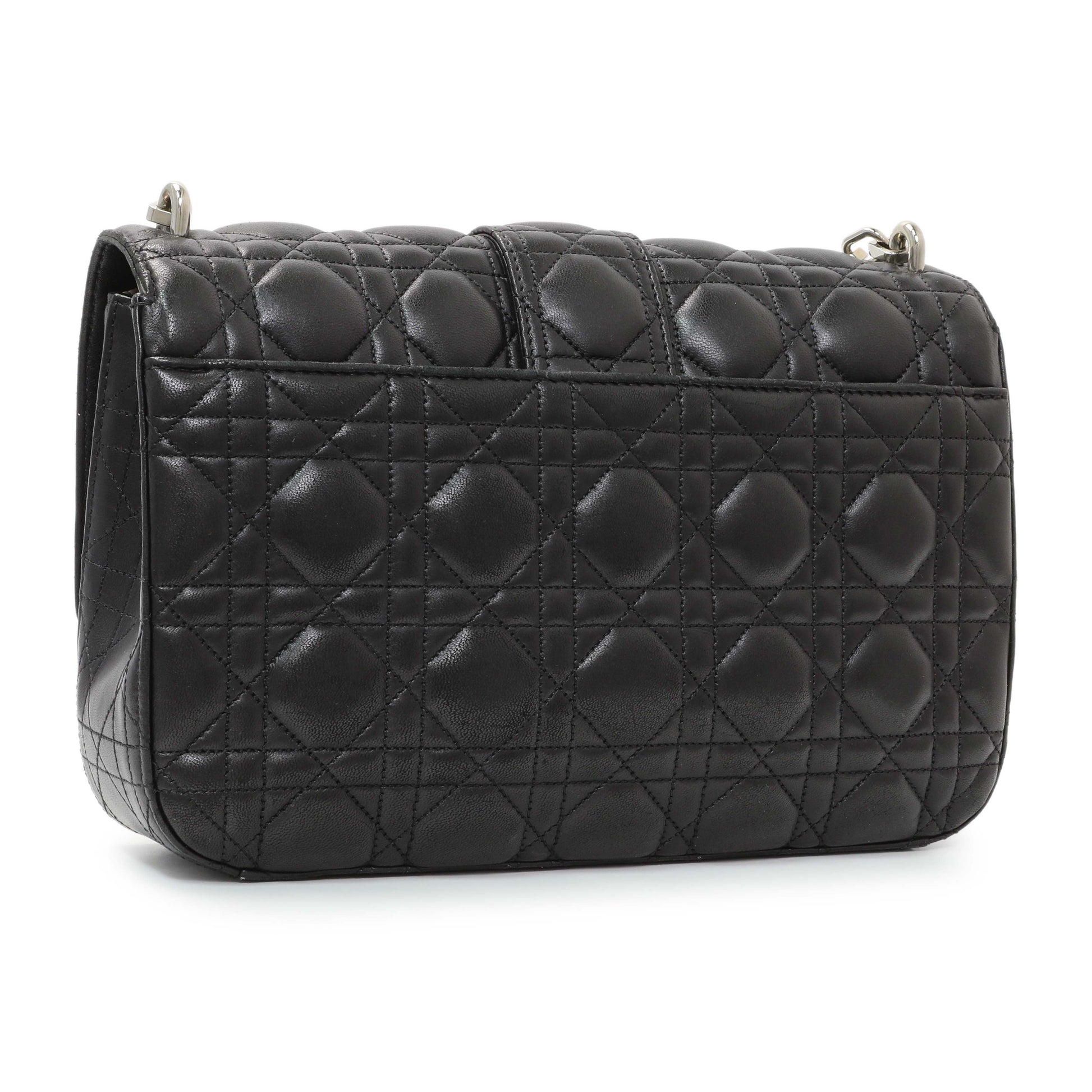 Exclusive Christian Dior Black Lambskin Cannage Medium Miss Dior Flap — Side View
