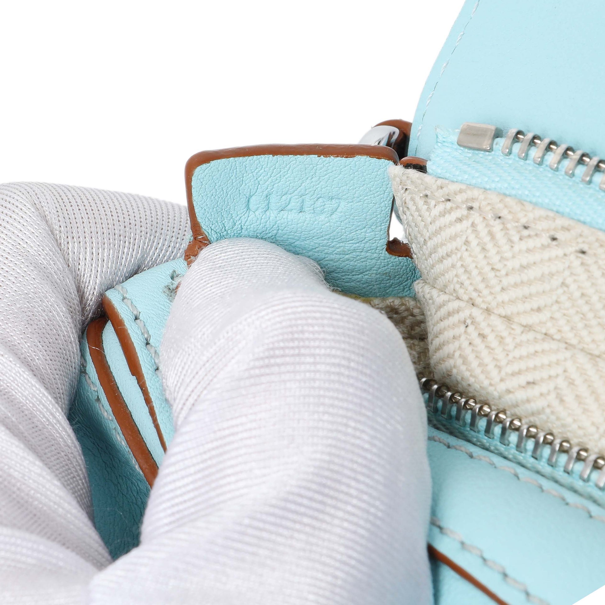 Exclusive Loewe Blue Calfskin Nano Puzzle Bag — Lifestyle View