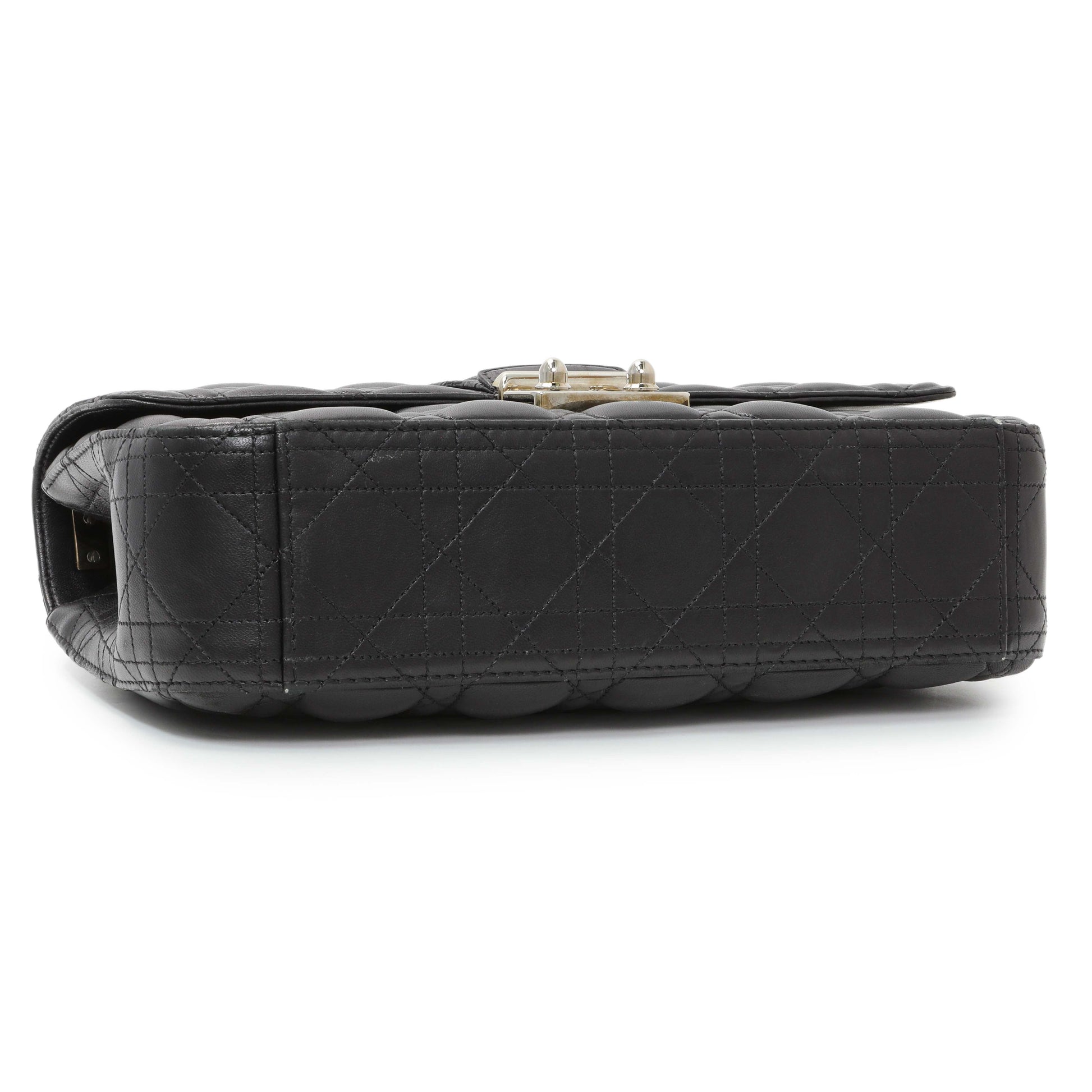 Exclusive Christian Dior Black Lambskin Cannage Medium Miss Dior Flap — Back View